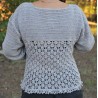 Gilet au crochet dentelle fait main, couleur gris perle