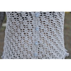 Gilet au crochet dentelle fait main, couleur gris perle